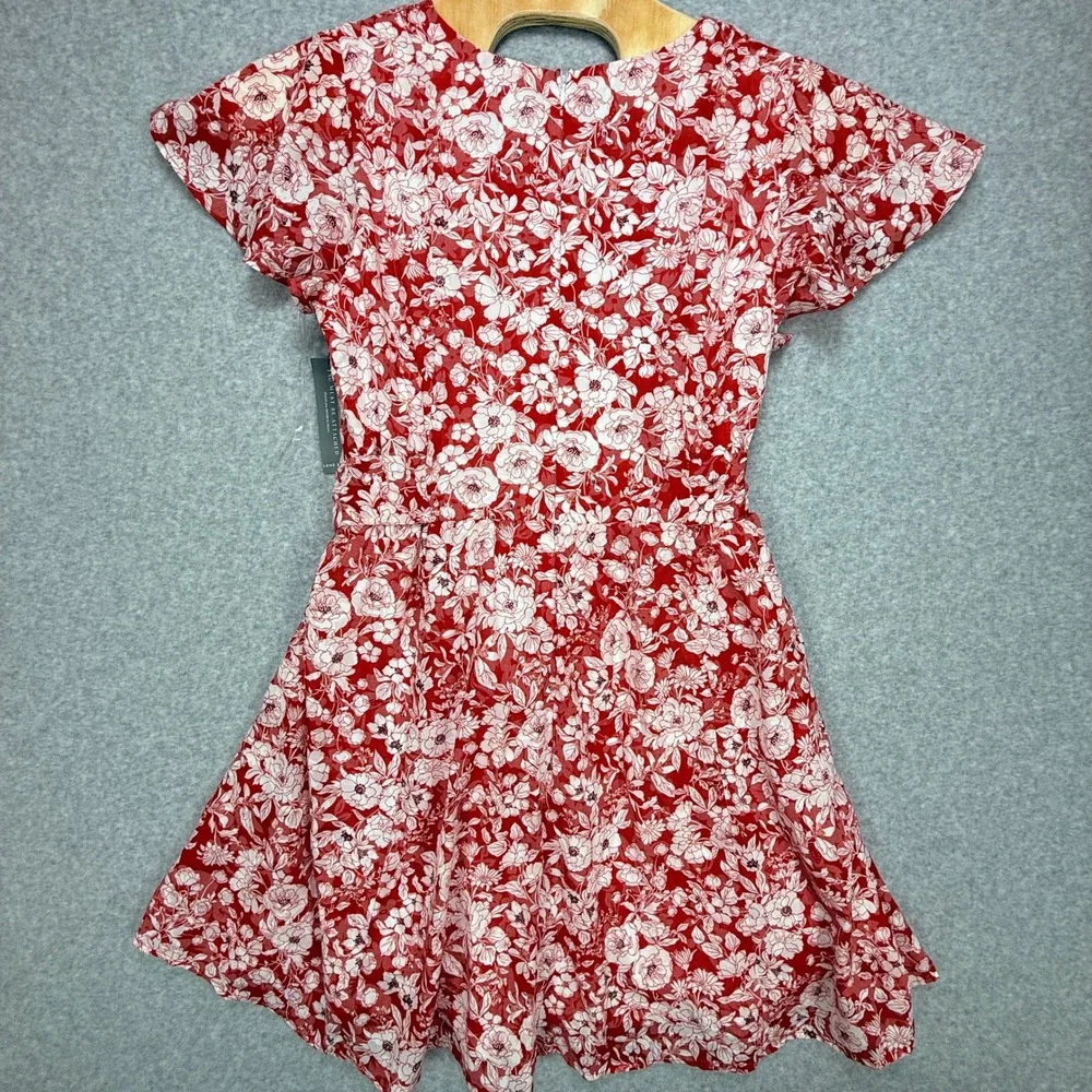 Lane Bryant Floral Dress‎ Women 16 Red V Neck NWT Cottagecore Boho Romantic